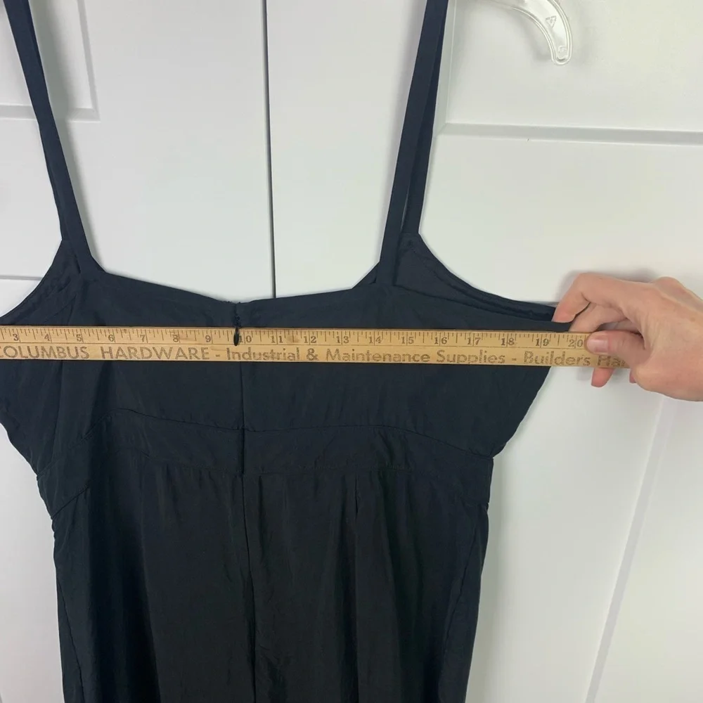 NWT J Crew 14 Double Breasted Black Strappy Japanese Cupro Midi Dress Preppy